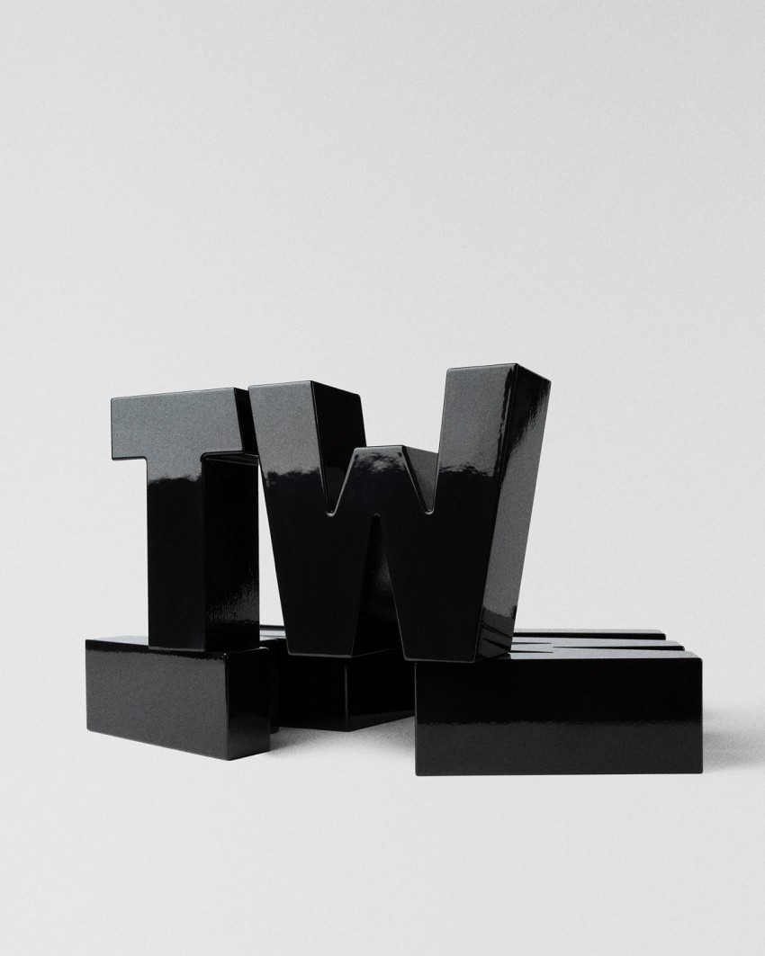 Trophée TextilWirtschaft Forum 2026 TW typographique noir