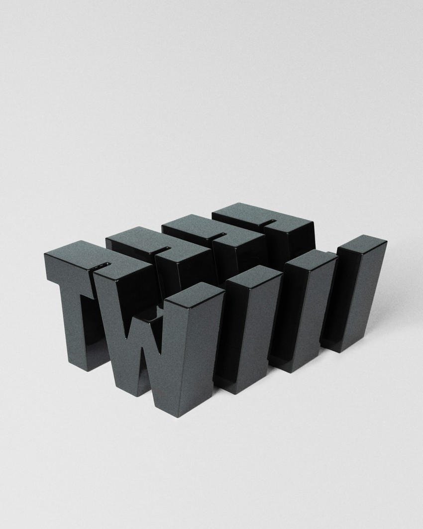 Trophée TextilWirtschaft Forum 2026 TW typographique noir