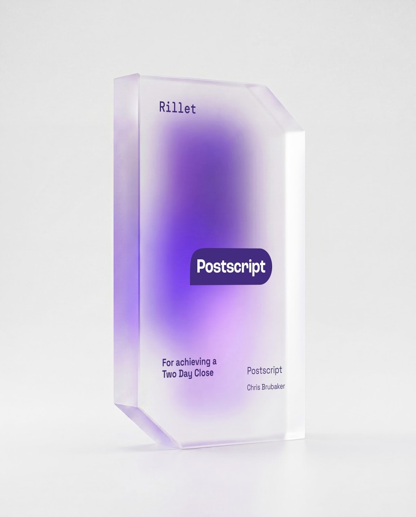 Trophée Rillet Postscript 2026 acrylique recyclé Sustain Awards