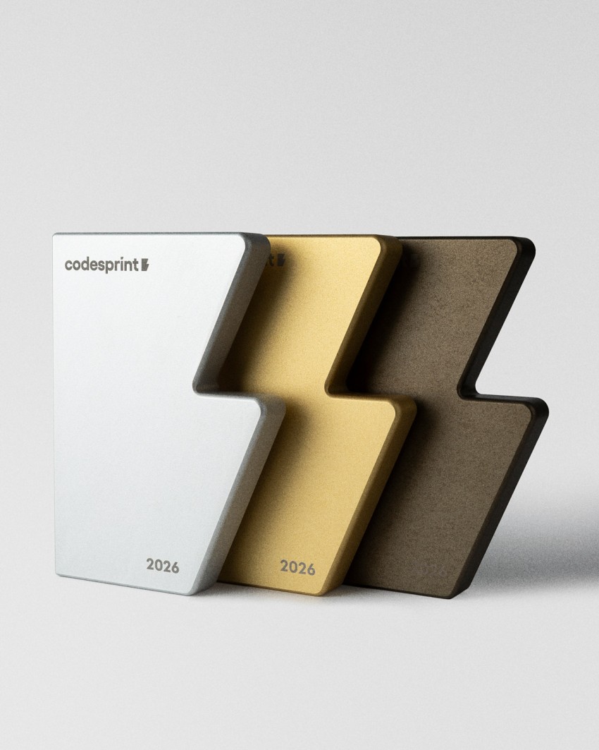 Codesprint Hackathon 2026 Trophäen in Silber, Gold und Bronze Sustain Awards